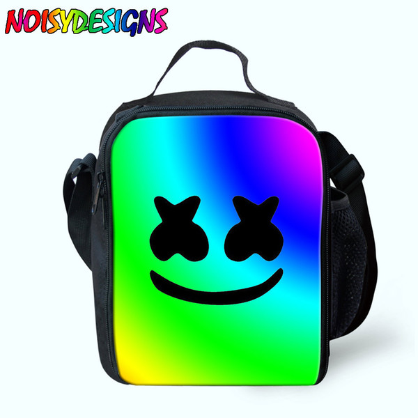 Marshmello lunch bag for boys girls school insulated bags Cartoon Messenger lunch bags for kids thermal picnic Mask DJ