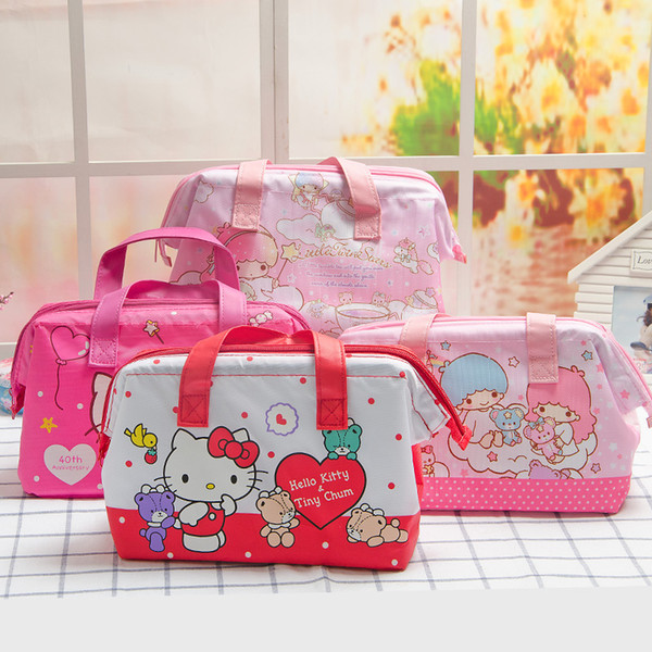 Kawaii Hello Kitty Little Twin Stars Cute Mini Hand Bag Students Insulated Lunch Bag 25*13*18.5CM For Kids Christmas gifts