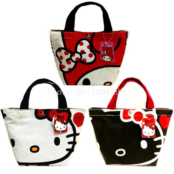 New Fashion Hello Kitty My Melody Girls Woman Canvas Aluminum foil Theraml Lunch Cooler Bags Kids Handbags For Children