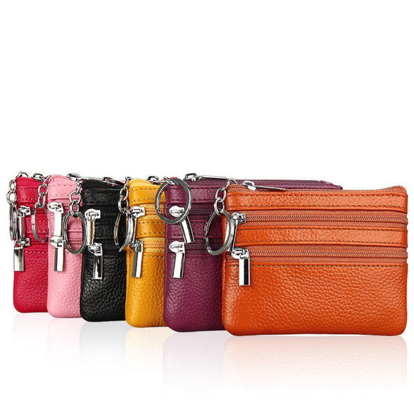 Quality Genuine Leather Coin Purse Women's Small Change Money Bags Pocket Wallets Key Holder Case Mini Pouch Zipper Pouch