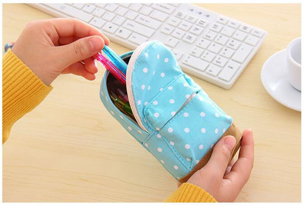 New Arrive Stationery Multifunctional big capacity pencil case Dot school bag pattern Cute storage box Stationery kits