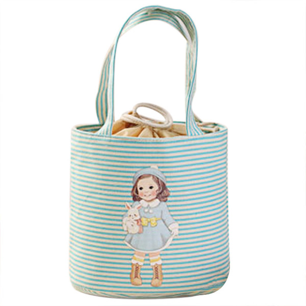 Little Girl Pattern Thermal Cooler Insulated Bento Pouch Lunch Bags Portable Organizer Lunch Storage