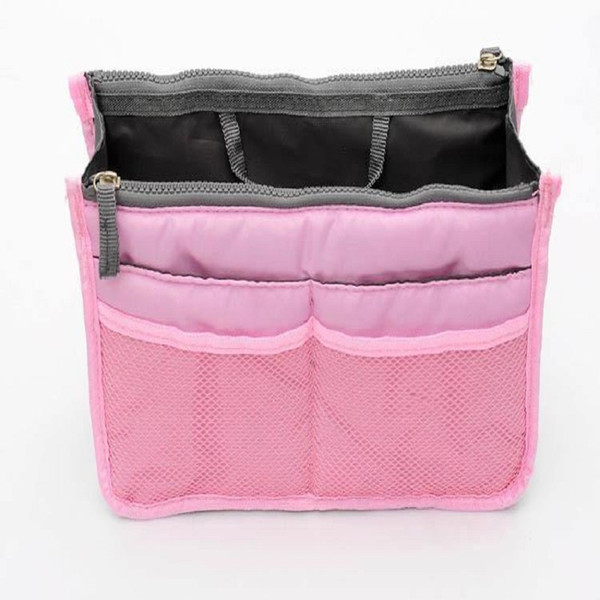 DHL free 10 colors Bag in Bag Dual Insert Multi-function Handbag Makeup Pocket Organizer Purse