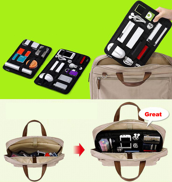 elastic receiving plate board organizer case data cable power pack charger digital accessories travel bag cosmetics plate