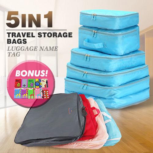 5pcs Packing Cube Pouch Suitcase Clothes Storage Bags Travel Luggage Organizer