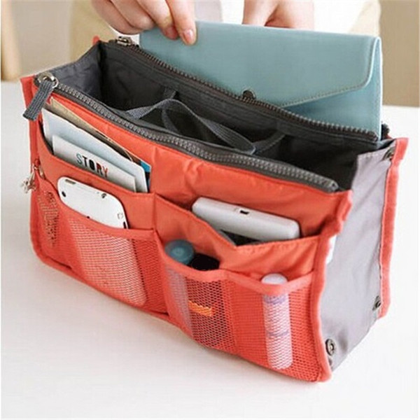 For Women Travel Makeup Bag Insert Handbag Purse Large Liner Tote Organizer Dual Storage Amazing Portable Double Zipper Bags 14 Colors