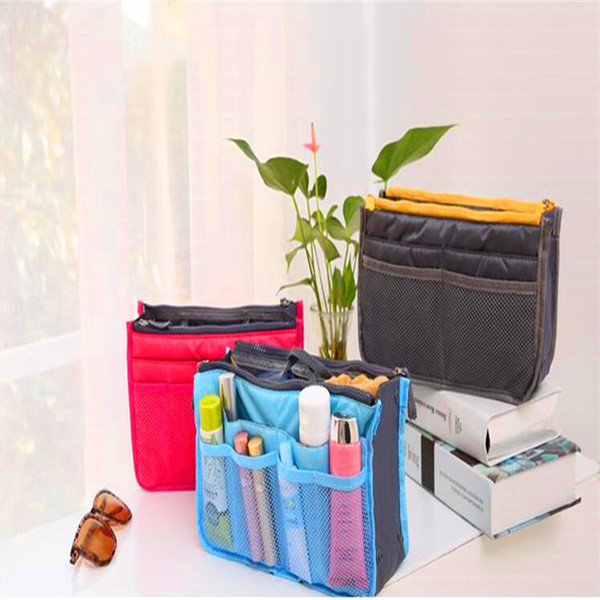 Women Travel Insert Handbag Purse Dual Insert Multi-function Handbag Makeup Bag Pocket Bag Organizer Washing Bag Sundry Zipper Bag