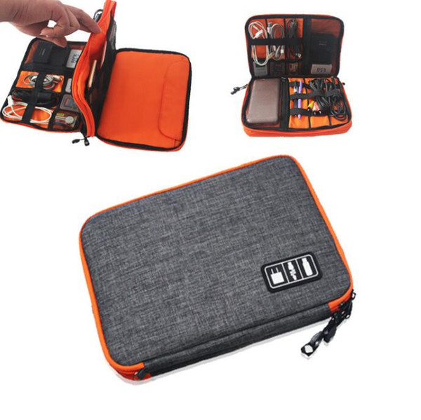 Universal Travel Case Electronics Accessories Stuff Sacks Outdoor Storage Bag Power Bank Cell-phone double layer Data Cable Bag KKA3852