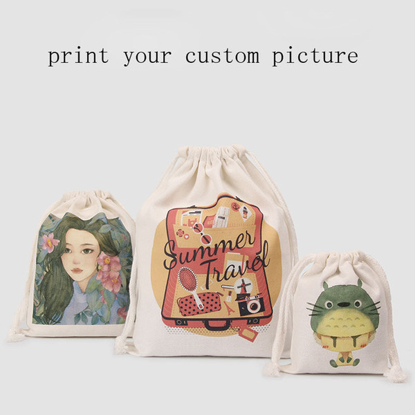 rope Bundle pocket bags with your custom picture or photo thermal transfer printing one drawstring bag can print retail