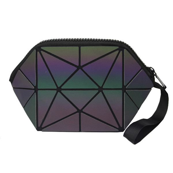 New Zipper Women Cosmetic Bag Geometric Luminous Makeup Bag Cosmetics Organizer Folding Toiletry Beauty Case Travel Make Up #35551