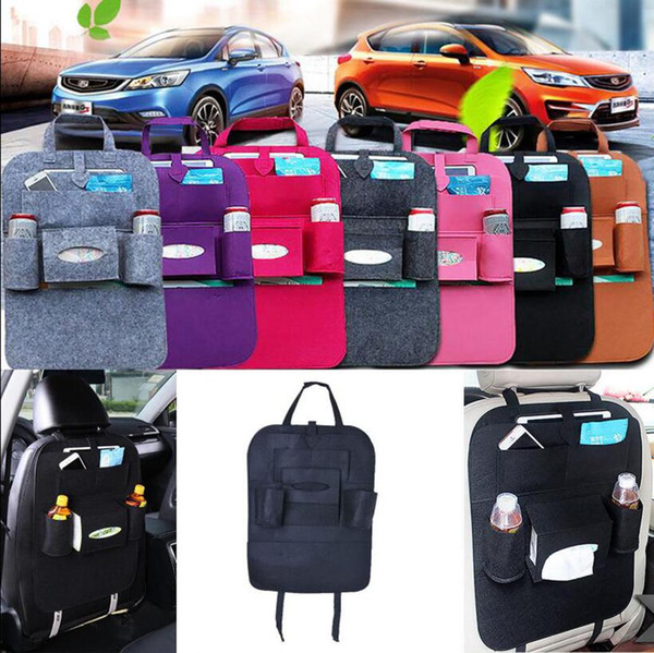 Auto Car Back Seat Storage Bag Car Seat Cover Organizer Holder Bottle Box Magazine Cup Phone Bag Backseat Organizer 7 Colors D0191