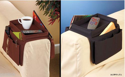 Wholesale Arm Rest Holder Organizer Remote Control Pocket Sofa Caddy 6 Slots Snack Tray Top