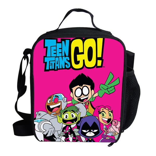 Cartoon Teen TiTans GO print Thermal Insulated Lunch Bag for Girls Boys Kids Picnic Shoulder Bags For Snacks