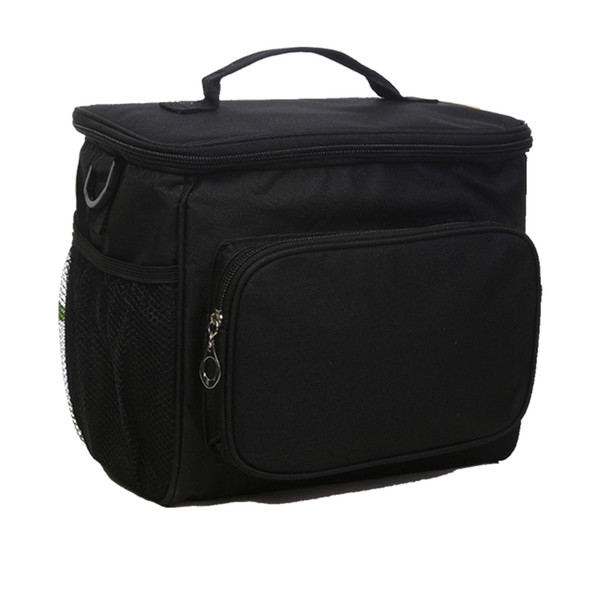 Portable Lunch Bag Single Shoulder Black Container Picnic Camping Barbecues Oxford Cloth Outdoor Activities Fashion Storage