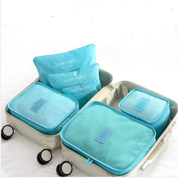 6pcs/SET Waterproof Travel Organizer Bag Clothes Pouch Portable Suitcase Luggage Storage Case 6psets/lot