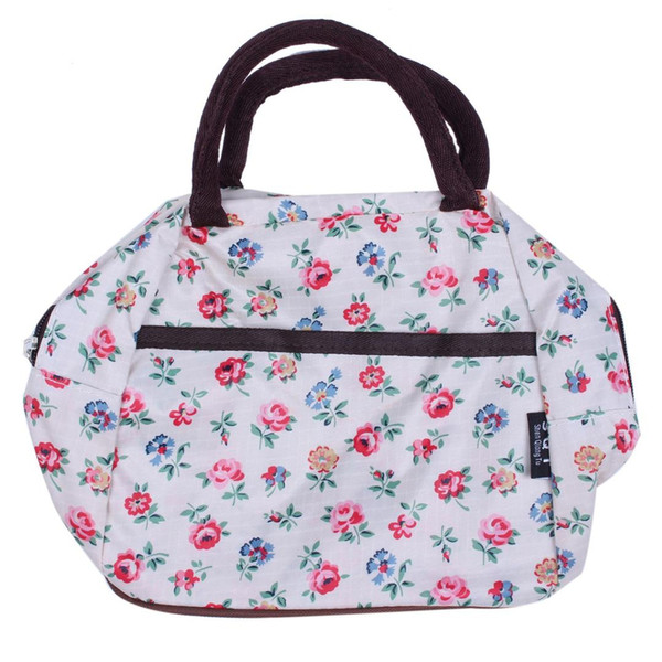 JHD Fashion Zipper Lunch Bag Picnic Box for Women Tote Handbag Small floral pattern