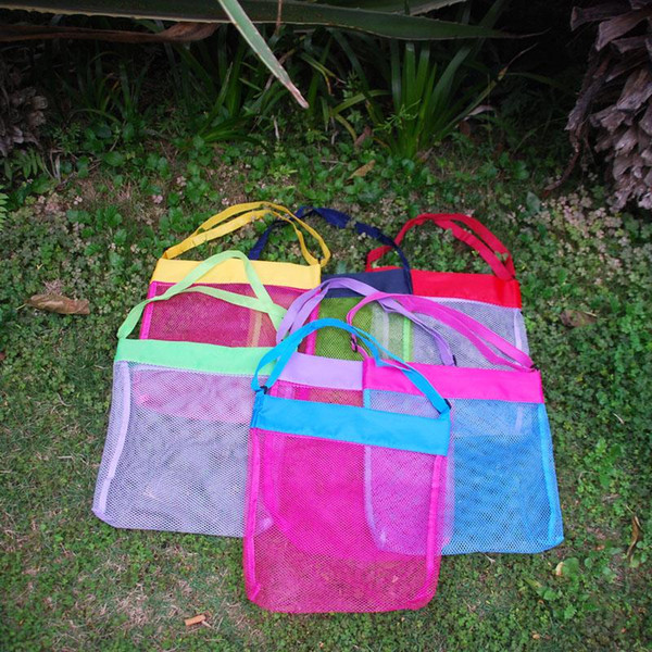 29*34.3cm Kids Mesh Bag Royalblanks Wholesale Sand Away Shell Collecting Beach Bag Shoulder Mesh Cross Body Summer Kids Gift Free Shipping