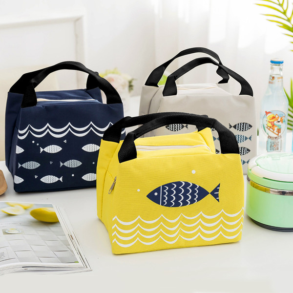 The new young s cartoon fish happy sky insulation zipper bag outdoor picnic bag The portable laptop lunch