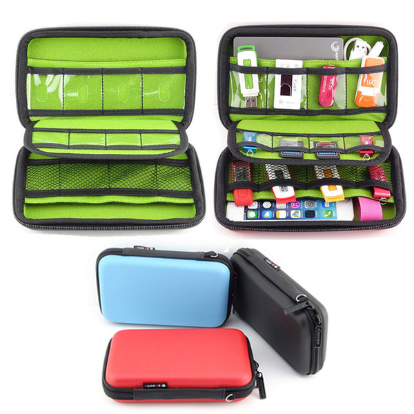 (Black Blue Red) Electronic Accessories Mobile Kit Case Storage Bag, Digital Gadget Devices USB Cable Data Line Travel Insert Bags