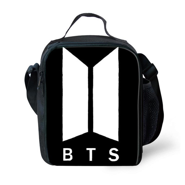 Children Lunch Bag Black White Musical BTS LOGANG Printing Portable Picnic Bag Women Thermal Lunchbox Cooler Insulated Bags