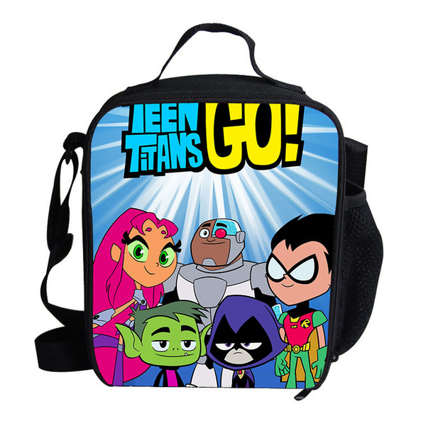 Kids Cooler Lunch Bag Cartoon Teen Titans Go Printed Girls Portable Thermal Picnic Bags for School Kids Boys Lunch Box Tote