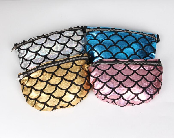 New fashion ladies sequined package mermaid pants waist fish scales bag multi-functional storage bag ladies cosmetic bag