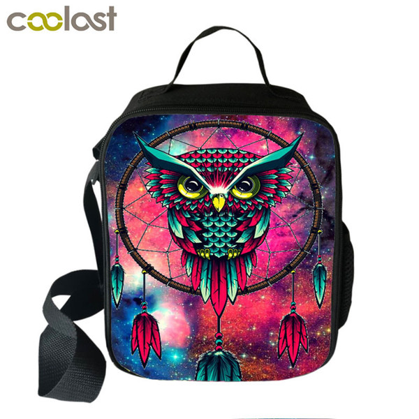 Owl Print Thermal Insulated Picnic Carry Case Cartoon Lunch Box Bag for Women Kids loncheras Portable Student Storage Bags