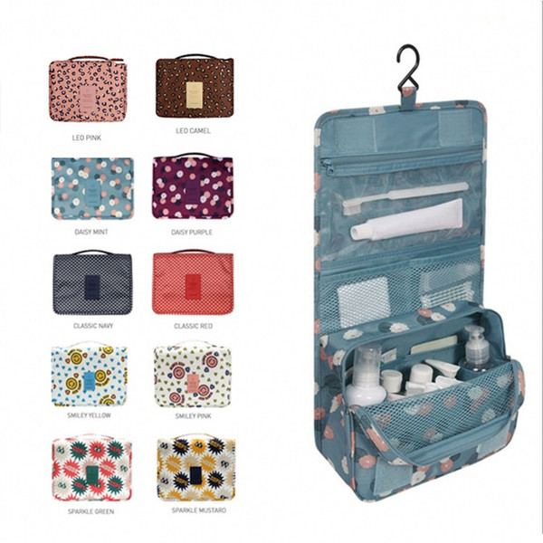 Unisex Cosmetic Bag Organizer Portable Waterproof Hook Travel bag Hanging Toiletry Bags Wash Makeup Storage Bags 10 Colors GGA1916