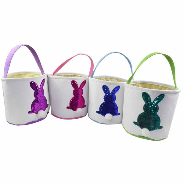 sequin Easter Basket Bunny Rabbit storage handbag Basket Cute Easter Gift Bag portable Rabbit Ears Put Easter Eggs round bottom AAA1867