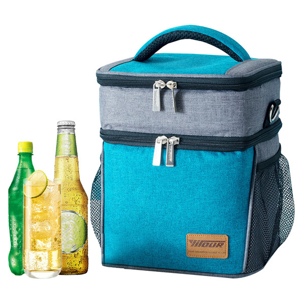 Double Zip Lunch Handbags Large Capacity Insulation Cooler Bag Container Drink Fresh Keeping Picnic Pouch Accessories Stuff