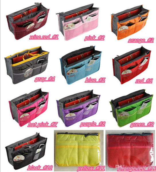 Portable Double Zipper Bag Insert liner purse Organiser Handbag Women Travel Purse Pouch Bag in Bag Organizer Cosmetics Storage HOT193