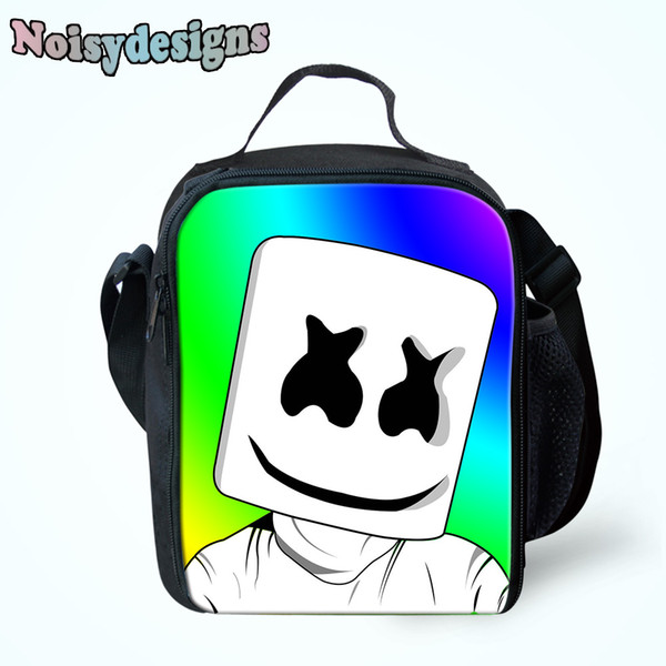 NOISYDESIGNS 3D Marshmello Printing Children Lunch Bags Insulated Lunch Box Functional Bag For Students Meal Package Cases