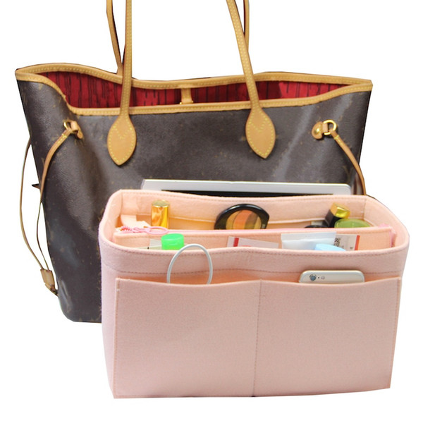 Exclusive Customizable Felt Handbag Organizer Bag In Bag Tote Organizer (w/Detachable Zip Pocket) Neverfull Speedy Insert Diaper #30013