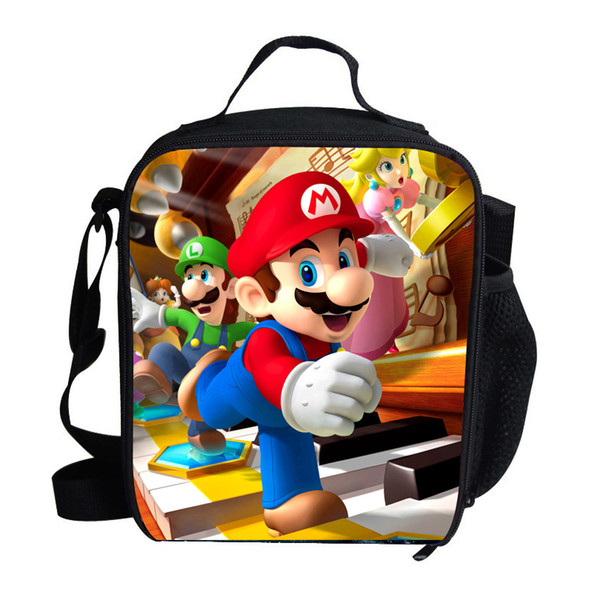 2015 Fashion Cartoon Character Bags Super Mario Lunch Bag For Kids Thermal Insulated Lunch Bag For Children School Girls Boys