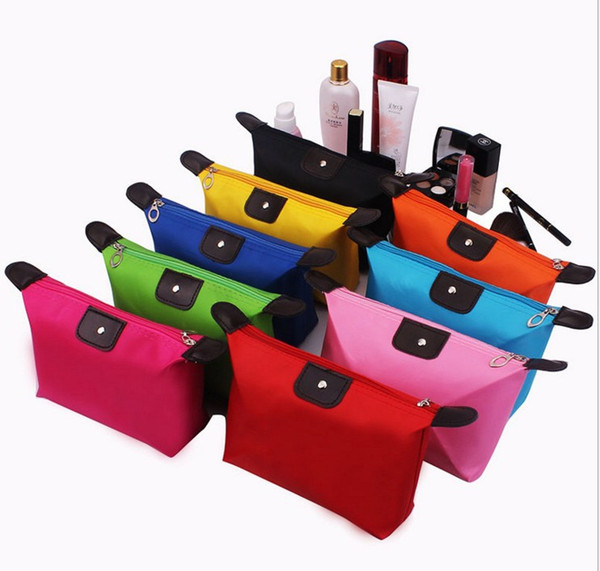 Candy Color Cosmetic Bag Dumpling Type Handbag Fold Waterproof Makeup Storage Bags Fashion Zipper Clutch Bags Coin Change Purse MMA1153