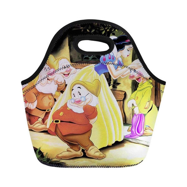 Thermal Insulated Snow White and the Cartoon Lunch Bags Children Boys School Cooler Handbag Cute Neoprene Case