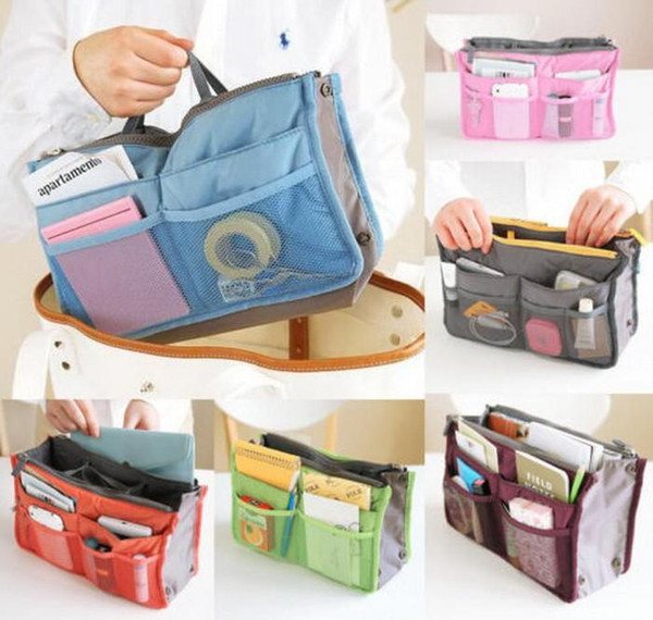 Newest Christmas Women Lady Travel makeup bag Insert Handbag Purse Large liner Tote Organizer Dual Storage Amazing make up bags Free Ship