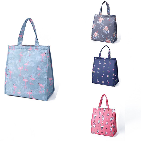 Animal Foldable Lunch Bags Women Portable Functional Canvas Stripe Insulated Thermal Picnic Kids Cooler Picnic Box Bag