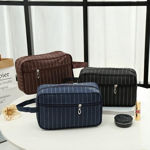 Large capacity cosmetic bag Unisex Portable handbag Cosmetic Organizer Waterproof Canvas Travel designer stripe makeup bag