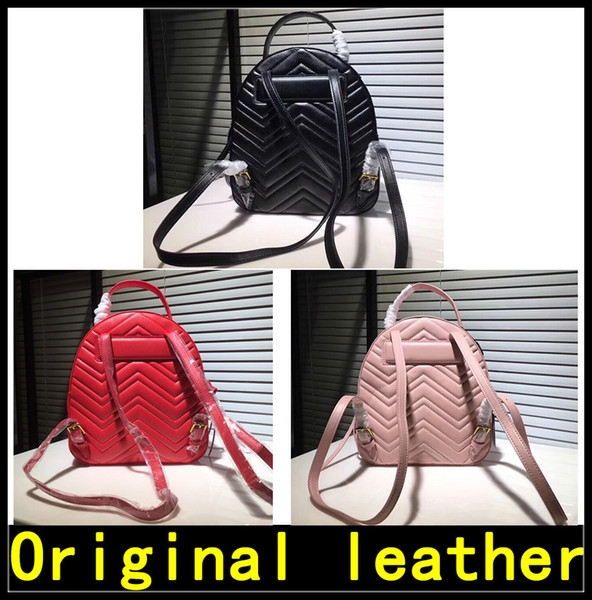 Marmont Backpack Designer Backpack high quality Luxury Handbags Famous 476671 Real Original Cowhide Genuine Leather Luxury Backpack