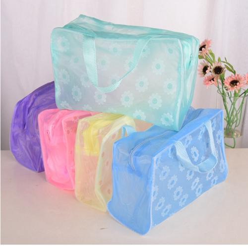 Mini cute Large capacity portable cosmetic bag transparent wash bag large capacity Waterproof double Cube shape designer makeup bag