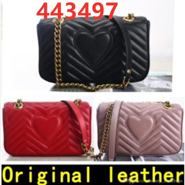 Marmont bag 443497 Luxury Handbags high quality Designer Handbags Original Sheepskin Genuine Leather women Shoulder Bags Come with BOX