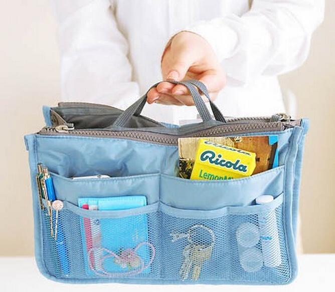 Women Travel Insert Handbag Cosmetic bags Organiser Purse Large liner Organizer Tidy Bag Pouch Storage Two Zipper Bag Bag in bag Dual