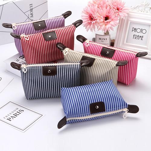 Fashion Large capacity collapsible Striped makeup bag Unisex Portable Cosmetic Organizer Candy color Waterproof travel makeup bags wholesale