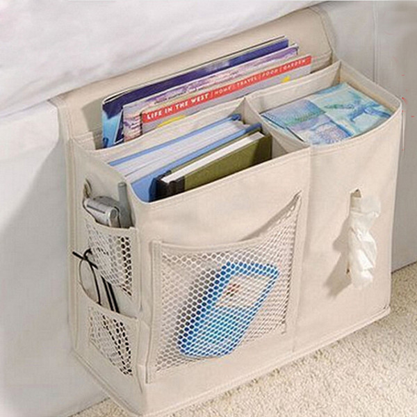 Bedside Pocket Useful Phone Holder Storage Bag Bed Hanging Bag Pocket Organizer Caddy Bedroom Mattress Bed TV Remote Home Decor Organization