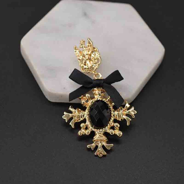 Baroque Retro Bowknot Brooches 14K Gold Corsage Scarf Clips For Women Girl Suit Bag Accessories Jewelry Gift