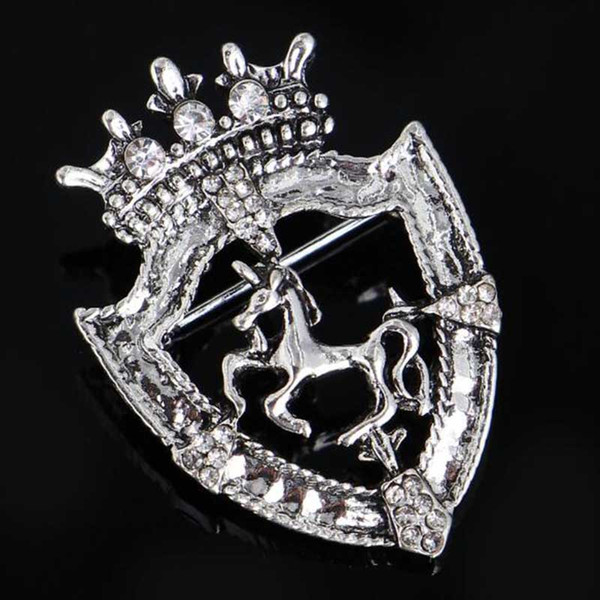 New Fashion Gold Silver Horse Brooches Crystal Rhinestone Corsage Scarf Clips Women Suit Bag Accessories Jewelry