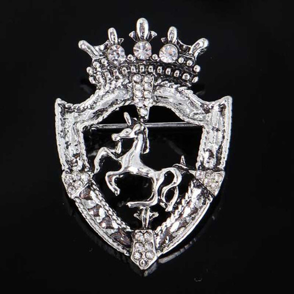 Fashion Gold Silver Horse Brooches Pins Crystal Rhinestone Corsage Scarf Clips Women Suit Bag Accessories Jewelry