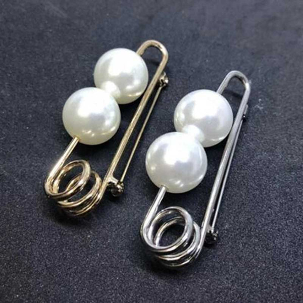 Women Girl Fashion Pearl Scarf Clips Brooch Pins Gold Silver Paperclips Brooches Women Suit Lapel Pins Bag Accessories Jewelry