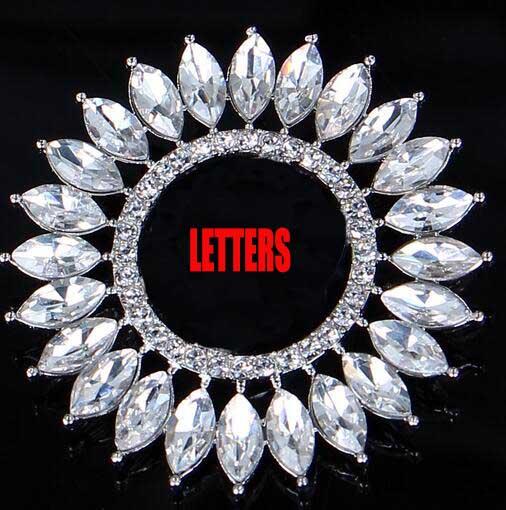 Bling Bling Crystal Rhinestine Sunflower Brooches Corsage Double Layers Letters Design Brooch Pins Women Suit Bag Accessories Jewelry